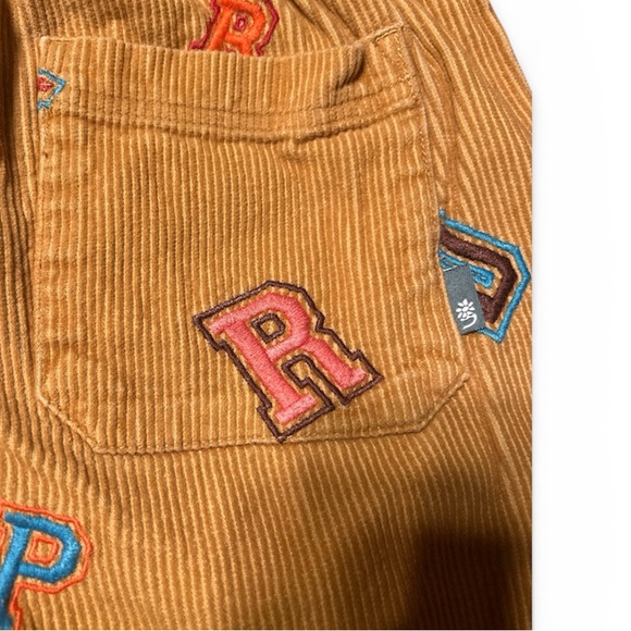 Urban Outfitters Mustard Corduroy Mens Pants with Embroidered Letters Size L - Picture 6 of 6